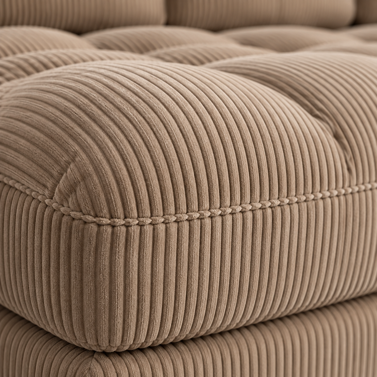 Canapé Marbella en velours côtelé beige foncé, détail du tissu