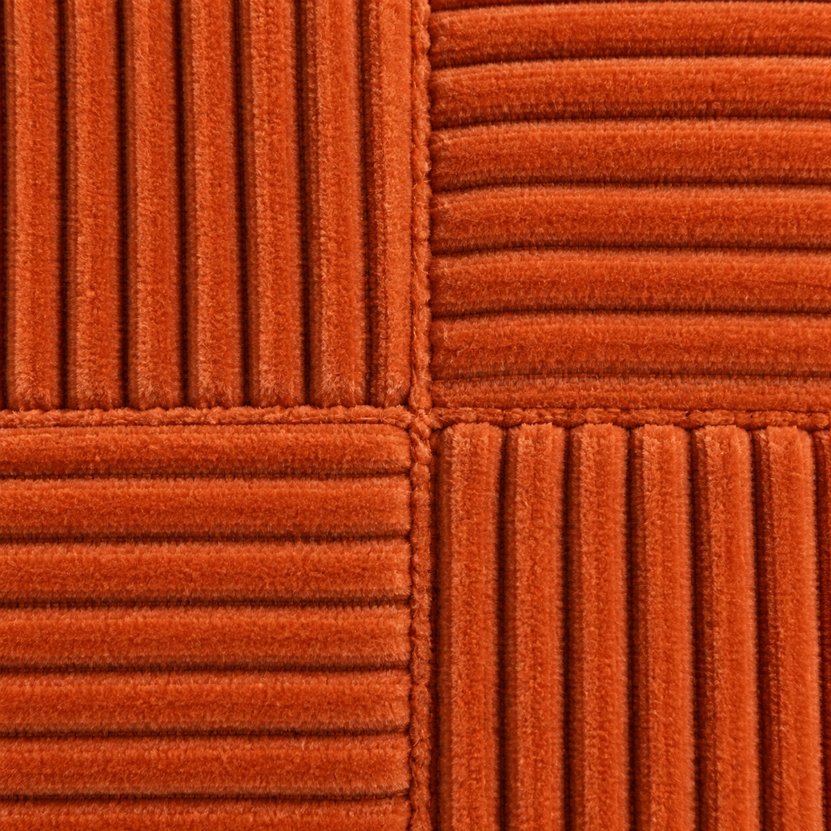 Canapé convertible Jaén 2 places en velours côtelé terracotta, détail du velours côtelé