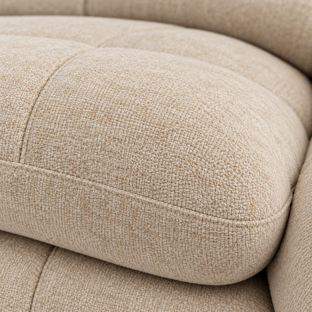 Canapé modulable Ronda 2 places beige, détail du tissu chenillé