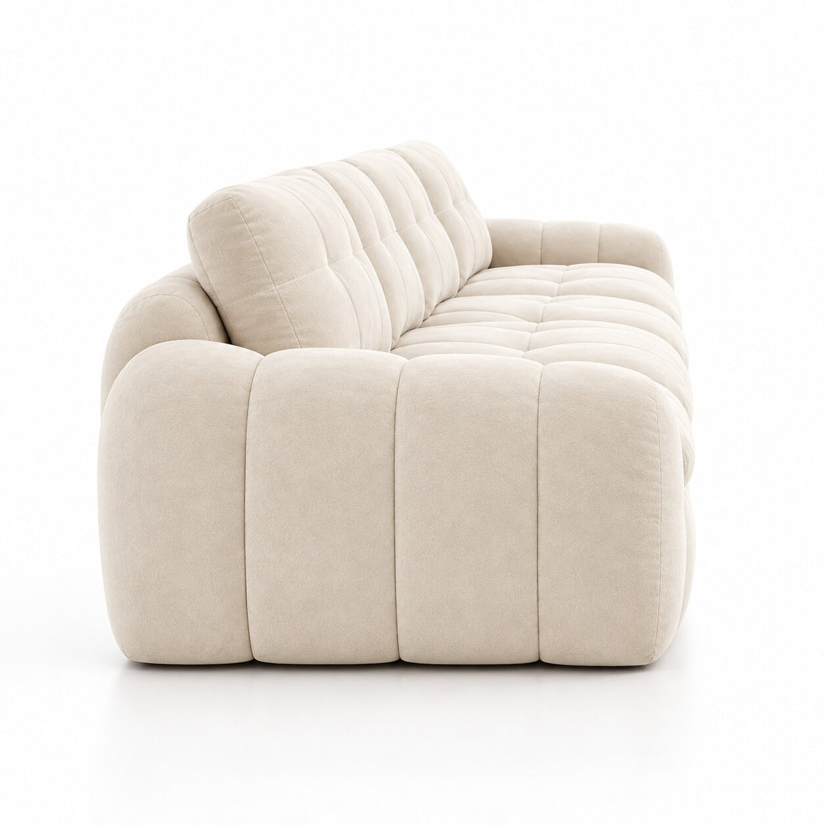 Canapé modulable Ronda 4 places beige, vue de profil
