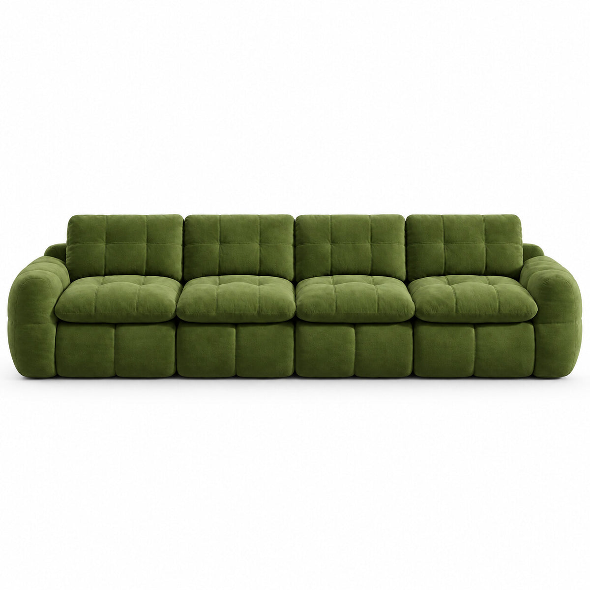 Canapé modulable Ronda 4 places vert olive, vue de face