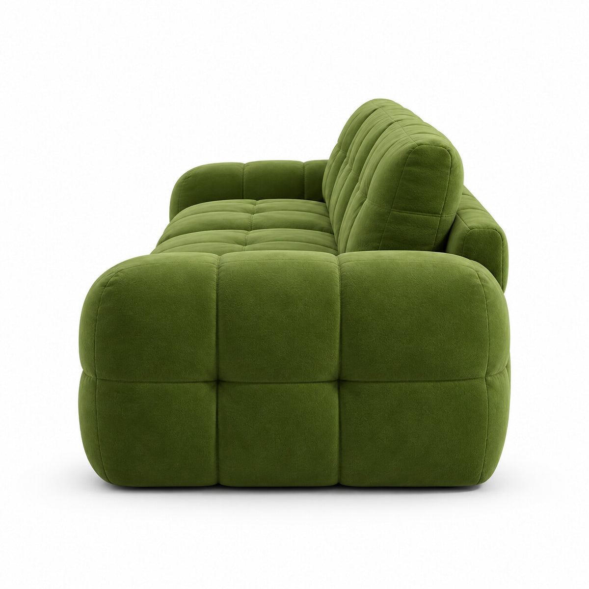 Canapé modulable Ronda 4 places vert olive, vue de profil