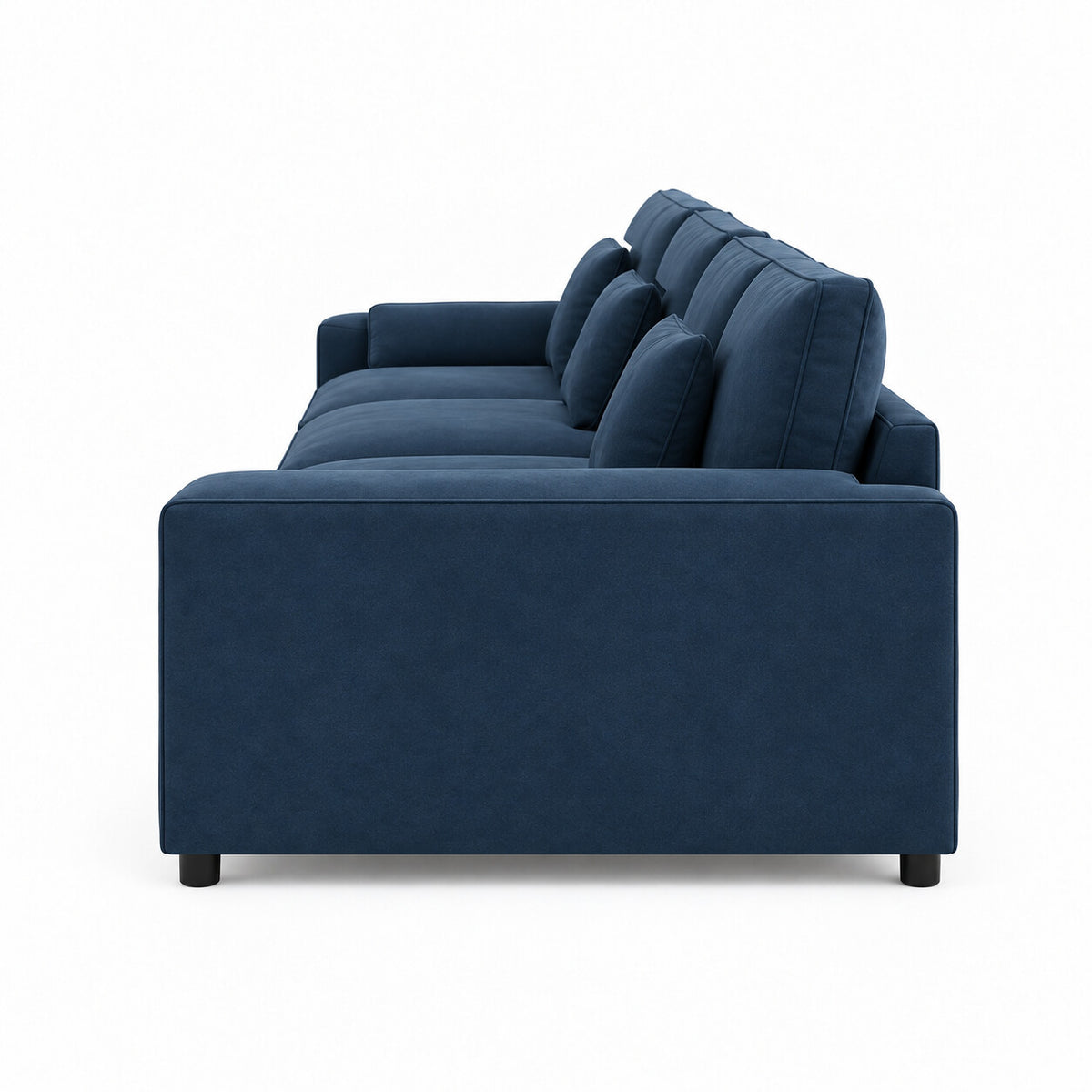 Canapé d'angle Setenil en velours marine, vue de profil