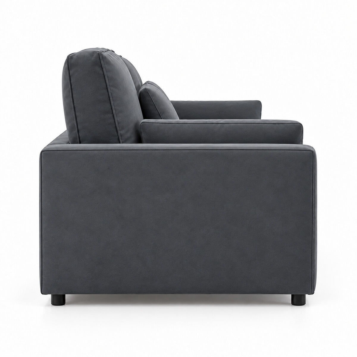 Canapé Mija 3 places en velours gris ardoise, vue de profil