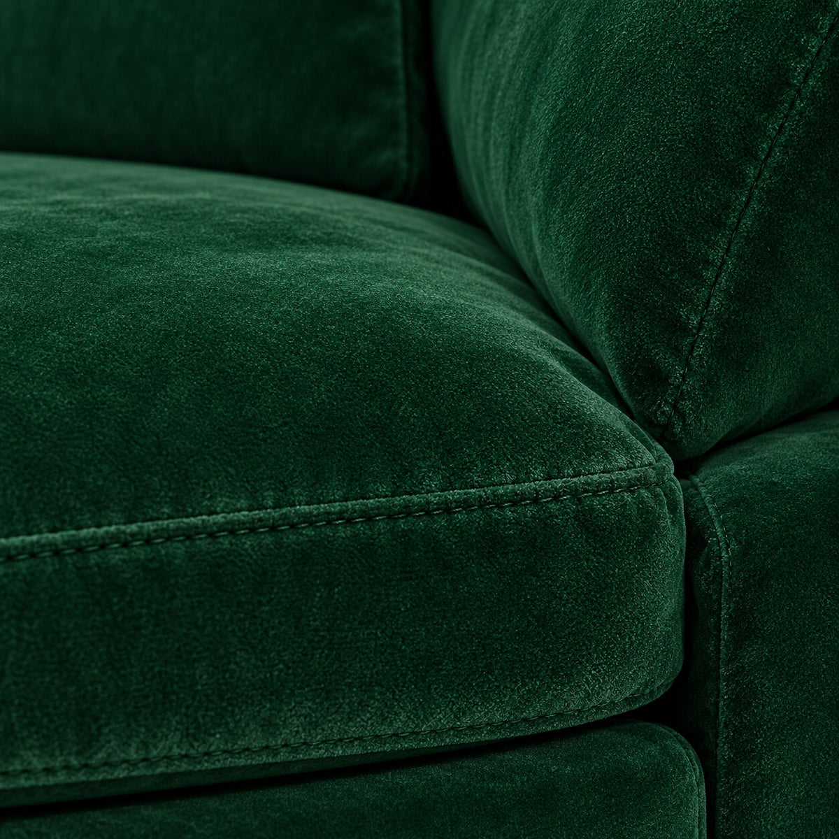 Canapé Mija 3 places en velours vert émeraude, détail du tissu