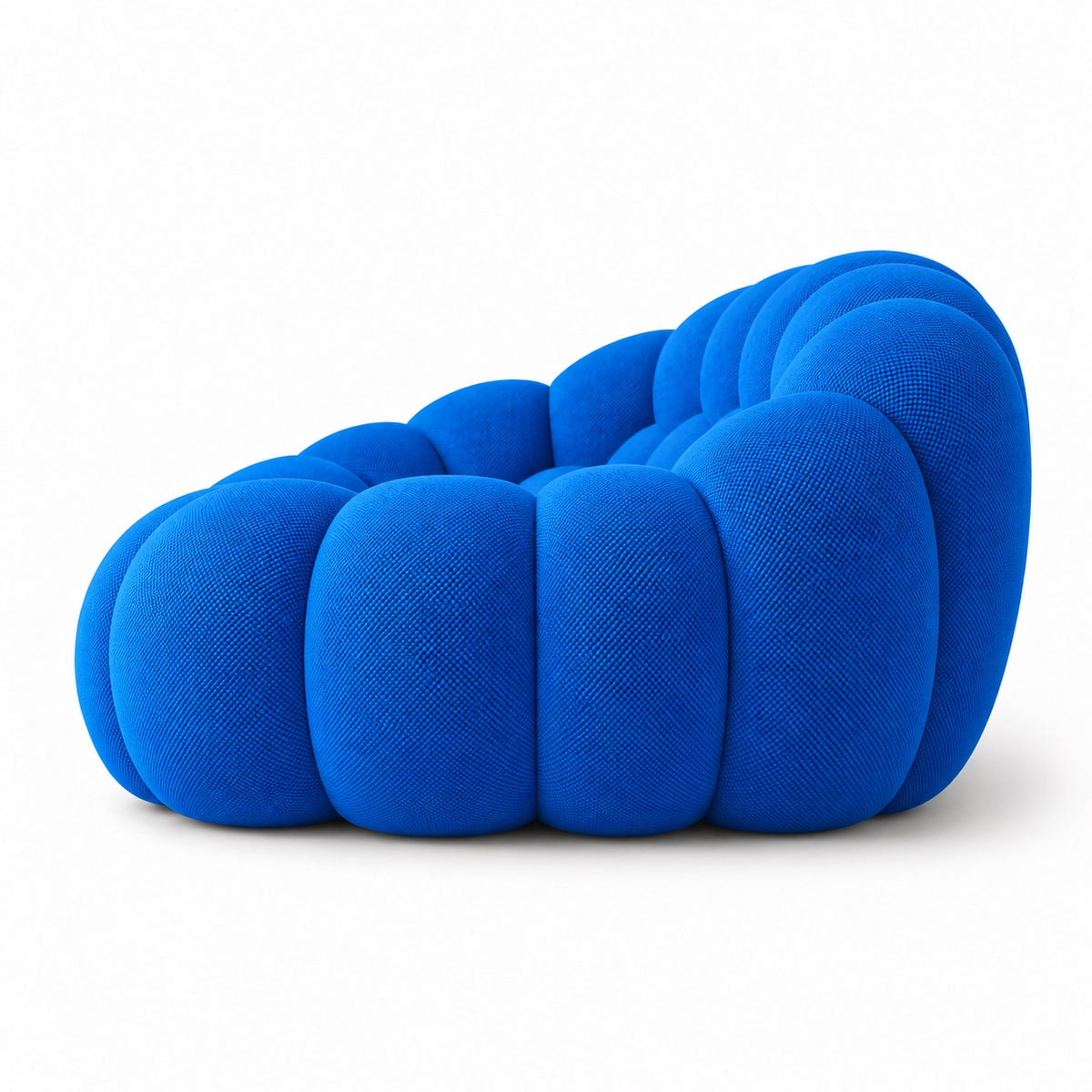 Canapé Séville en tissu texturé bleu, vue de profil