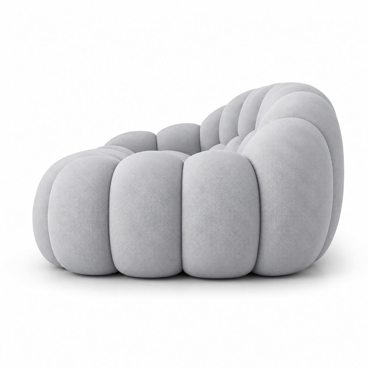 Canapé Séville en tissu texturé gris clair, vue de profil